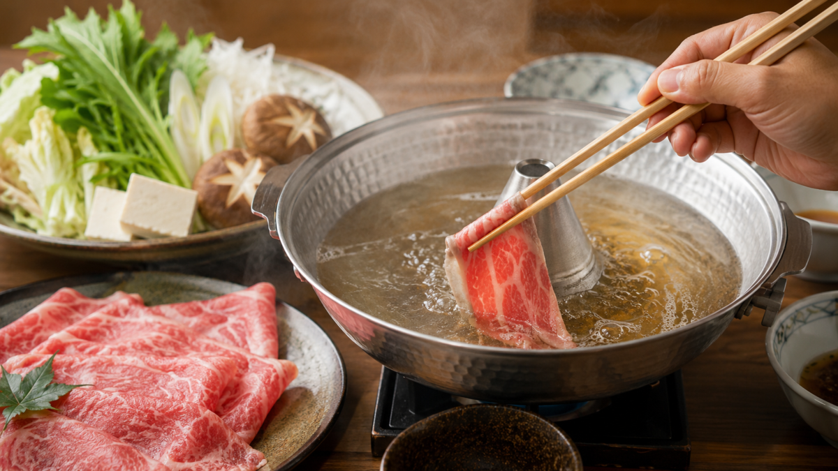 Shabu-shabu, tsukimi udon and unagi kabayaki illustrating Japanese food names based on sounds and appearance