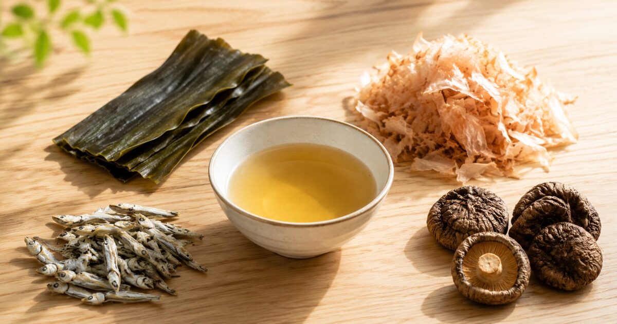 Kombu kelp and bonito flakes used to make Japanese dashi.